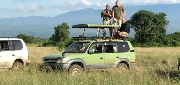 tourists during aself drive on the crater