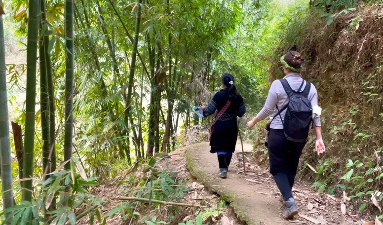 trekkers spotted on a trail in eastern congo