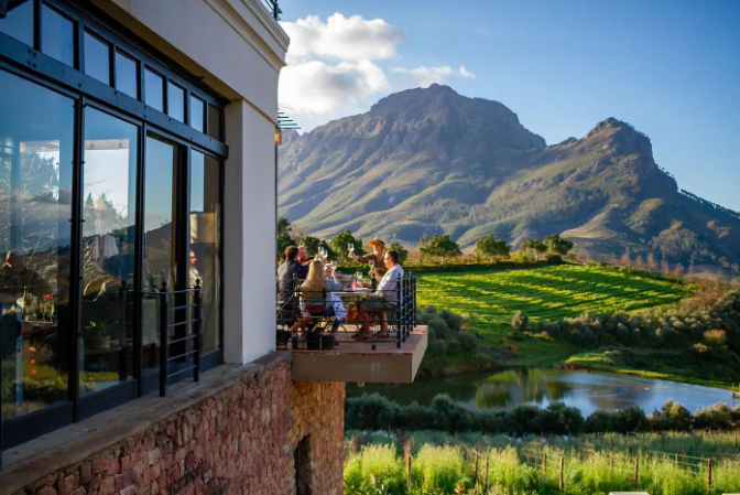 South Africa wine and food pairing at a vineyard