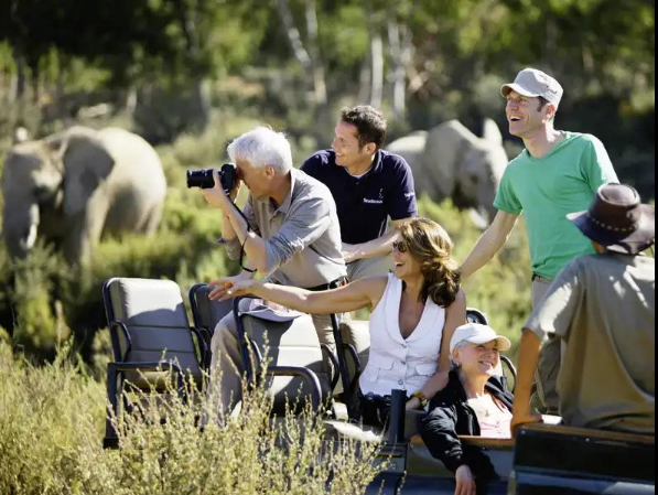 South Africa group safari game drive with travelers