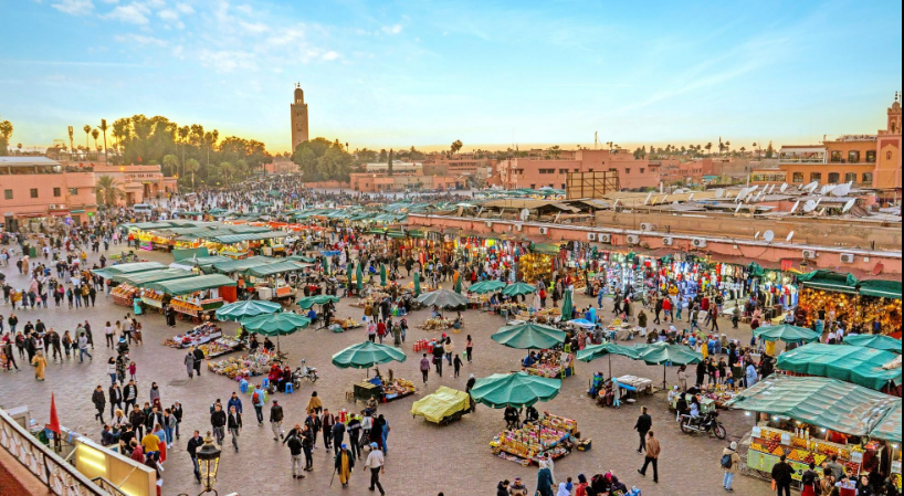 tourists visiting the markets in morrocco