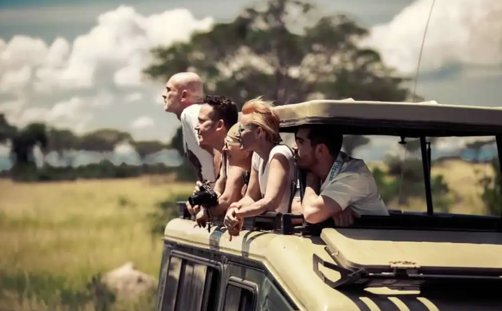travelers on a roof top pop in murchison falls