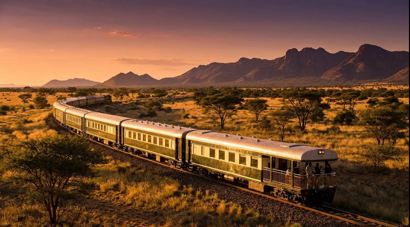 Luxury train interior on a South Africa rail journey