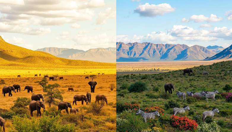 South Africa vs Kenya safari wildlife and landscapes