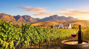 South Africa wine tour vineyard sunset