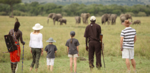 a family on safari in kenya