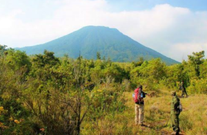 Pre-dawn volcanic mist marking the first of the Mgahinga gorilla trek moments