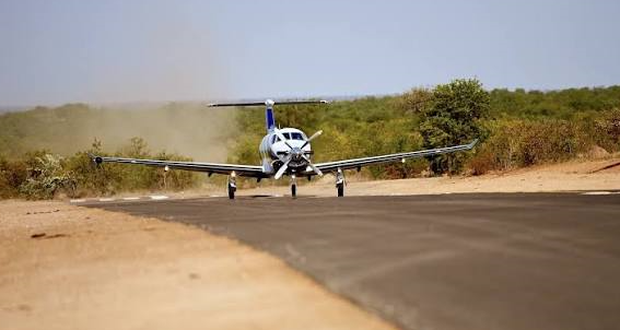 a small air craft spotted landing in anational park in Africa