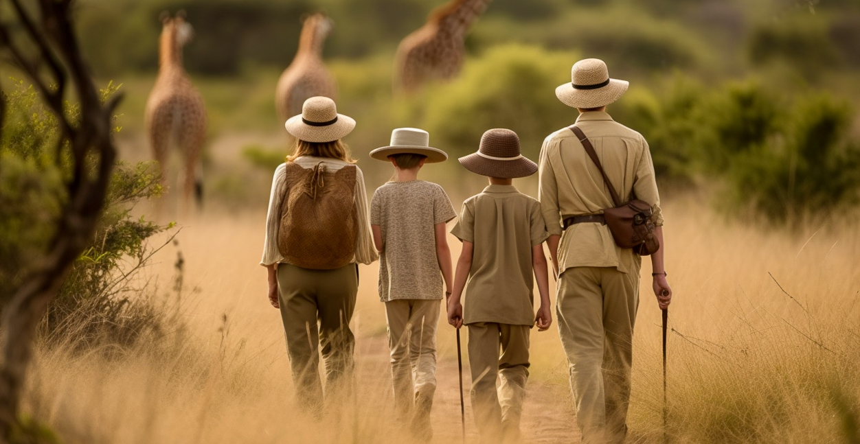 travers on safari with their kids