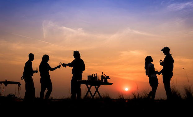 travelers having fun on mobile safari