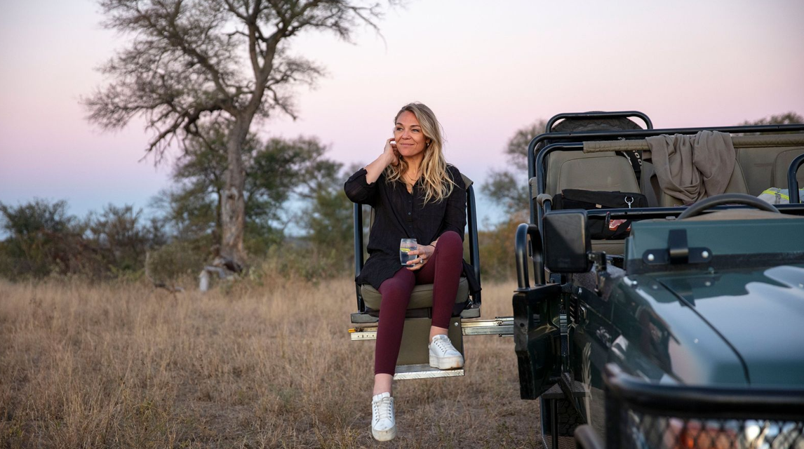 an elderly lady on safari in africa
